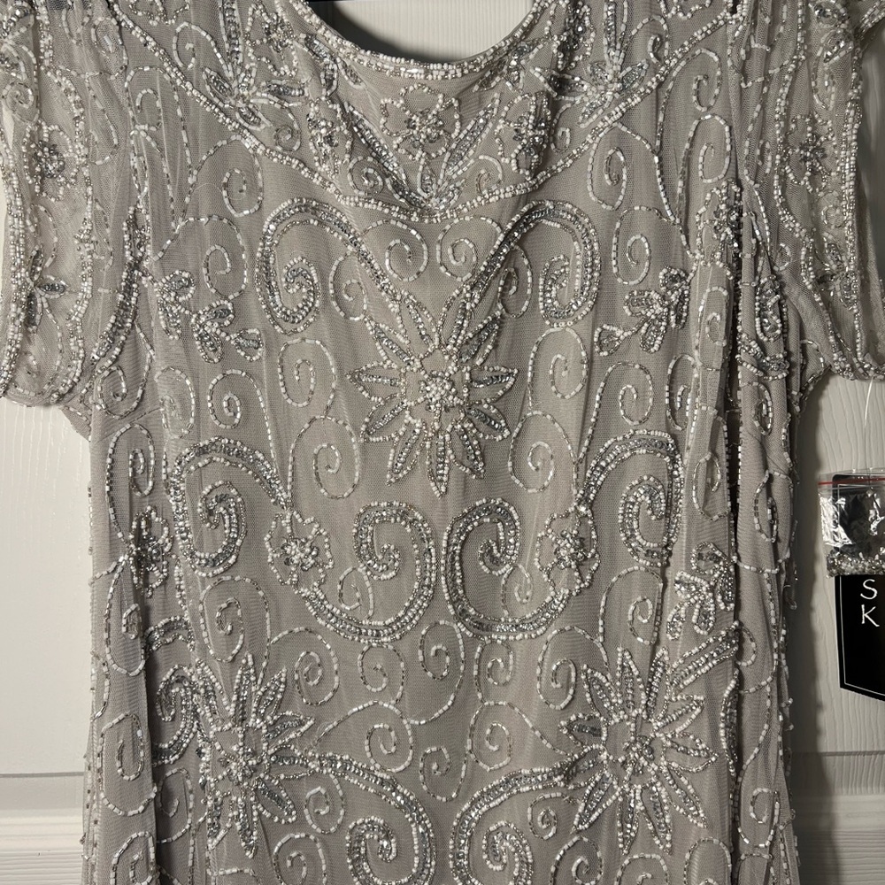 Sophisticated Gray/Silver Beaded Dress NWT